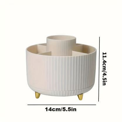 360° Rotating Makeup Organizer with 5 Compartments Storage