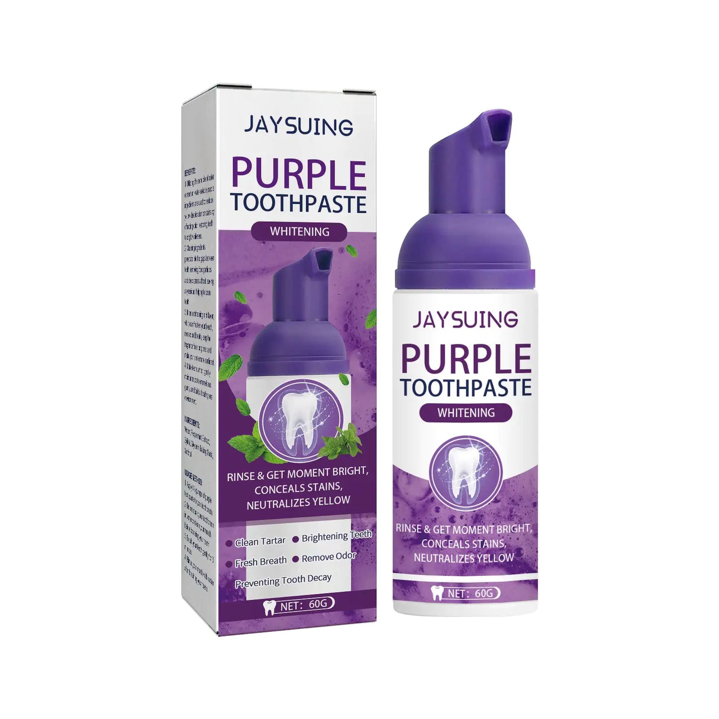 Purple Tooth Whitening Toothpaste, Brightens Teeth