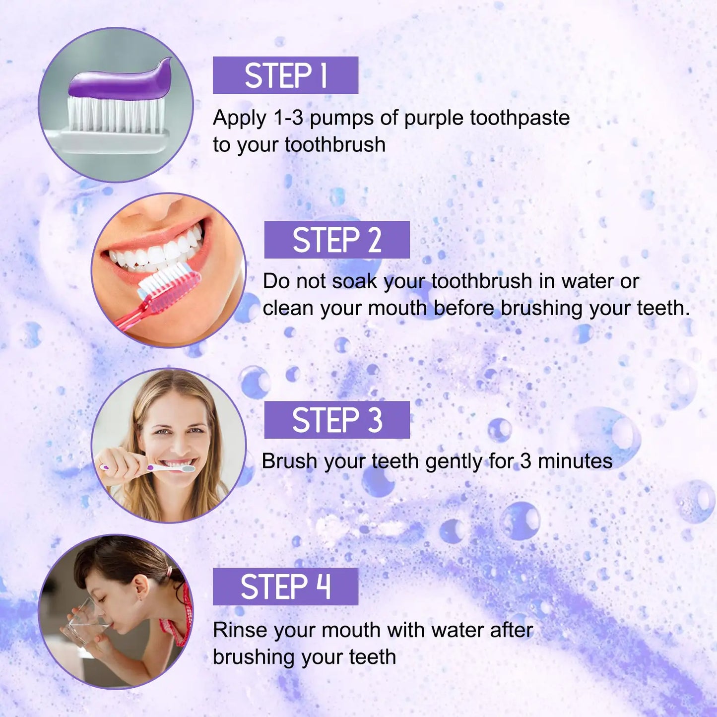 Purple Tooth Whitening Toothpaste, Brightens Teeth