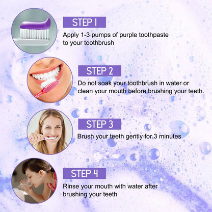 Purple Tooth Whitening Toothpaste, Brightens Teeth