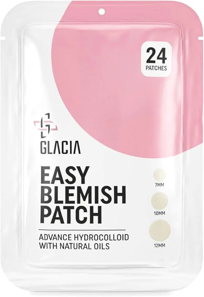 Spot Patches by Glacia® – 24 Pack of Hydrocolloid Skin Patches for All Skin Types – Gentle and Natural Patches for Clear and Smooth Skin