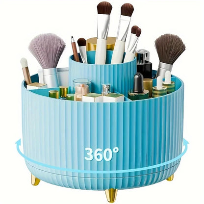 360° Rotating Makeup Organizer with 5 Compartments Storage