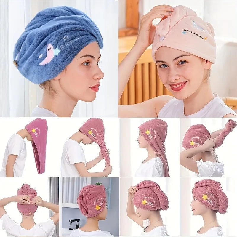 Quick-Dry Coral Fleece Towel Turban, Soft Shower