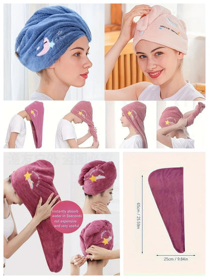 Quick-Dry Coral Fleece Towel Turban, Soft Shower