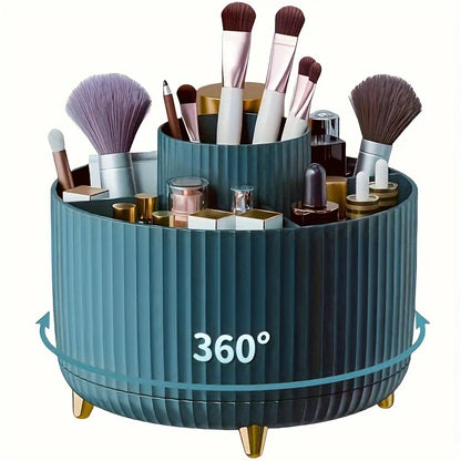 360° Rotating Makeup Organizer with 5 Compartments Storage