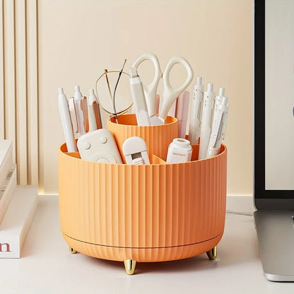 360° Rotating Makeup Organizer with 5 Compartments Storage